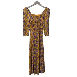 Rhode Phoenix Midi Dress Gold Lotus